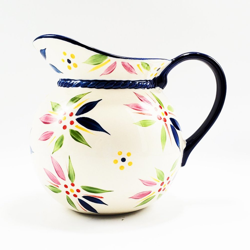 Temptations by Tara Old World Blue 28 oz Pitcher Ceramic Micro & Oven Dishwasher